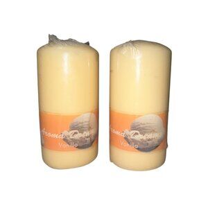 Vanilla Scented Pillar Candles Set Of 2 6"x3" Aroma Dreams Unscented Cream Wax H
